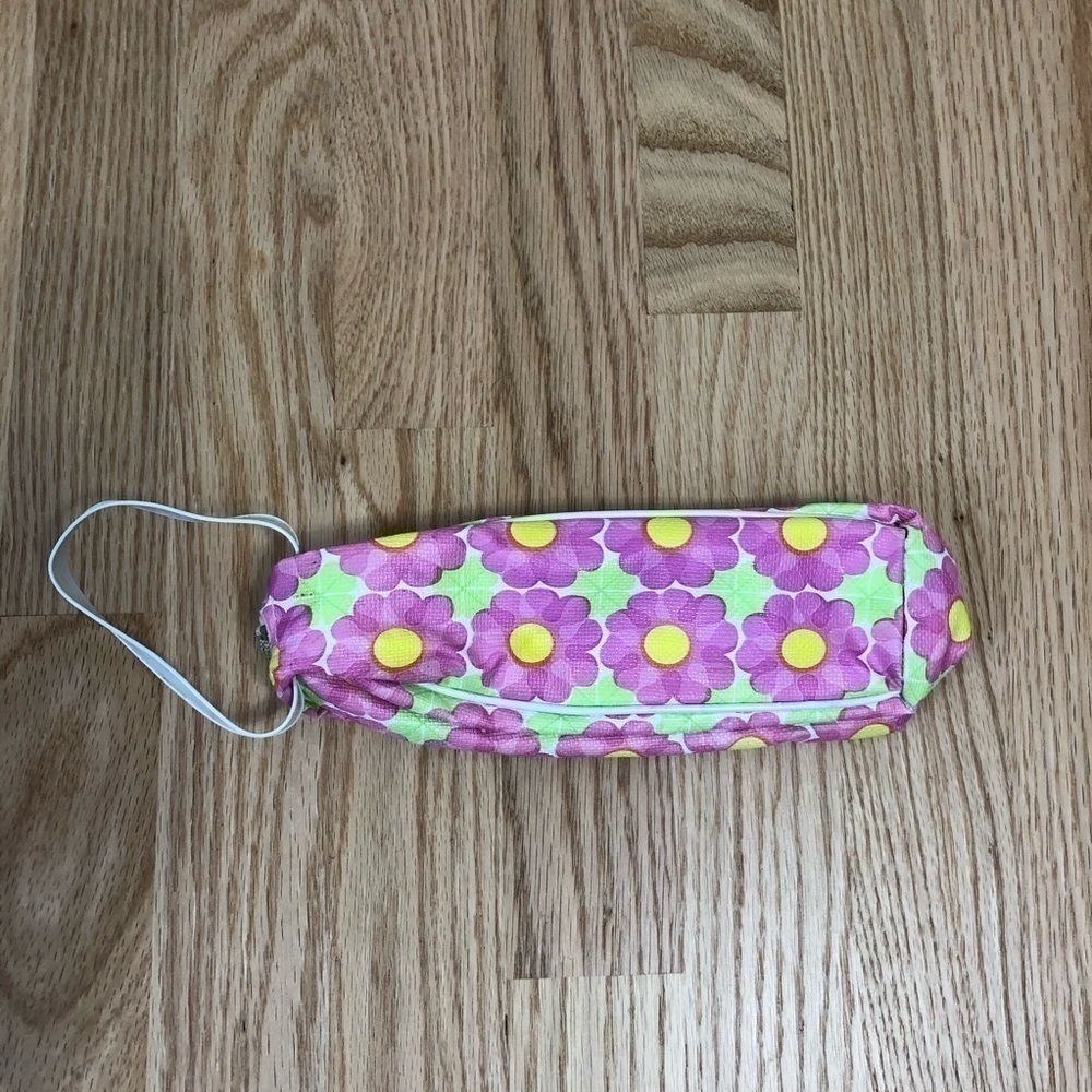 Vintage Pink Floral Full Zip Pouch Cosmetic 70s